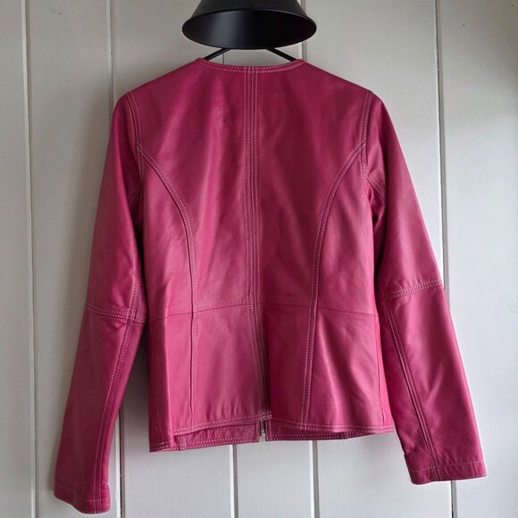 Chico's Women's Pink Leather Jacket Size 0 - Picture 3 of 3